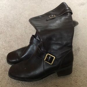 Dark chocolate riding boots. St. John’s Bay.